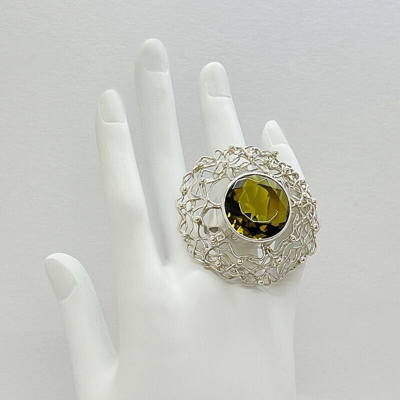 Ring Obsidian goldbraun rund Ring Obsidian goldbraun rund "catch a wire" - 2 cm