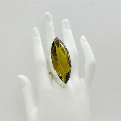 Ring Obsidian Navette goldbraun - 2 x 5 cm