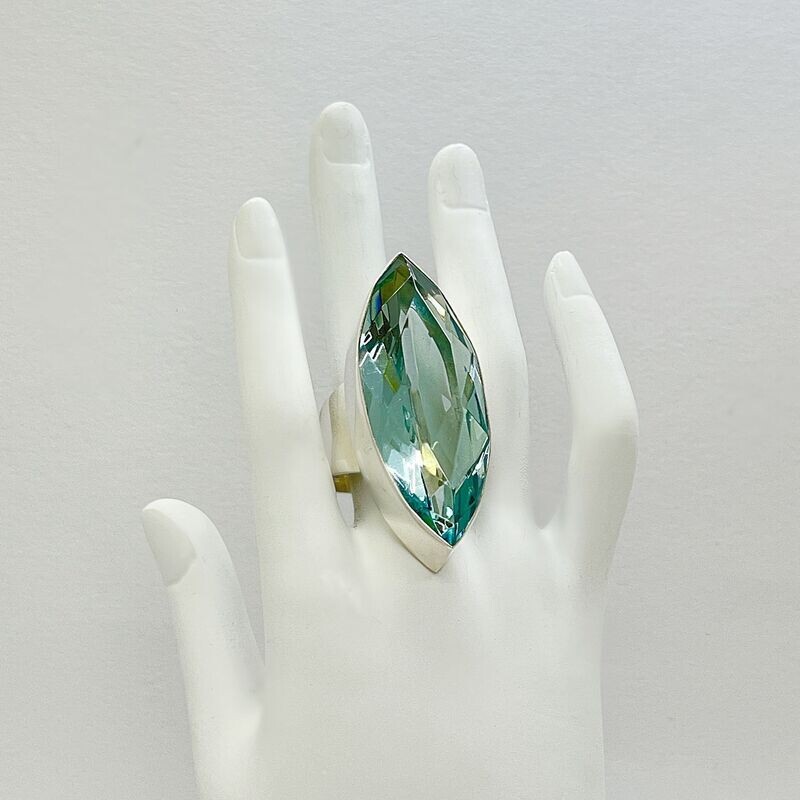 Ring Obsidian meerblau Navette - 2 x 5 cm Ring Obsidian meerblau Navette - 2 x 5 cm