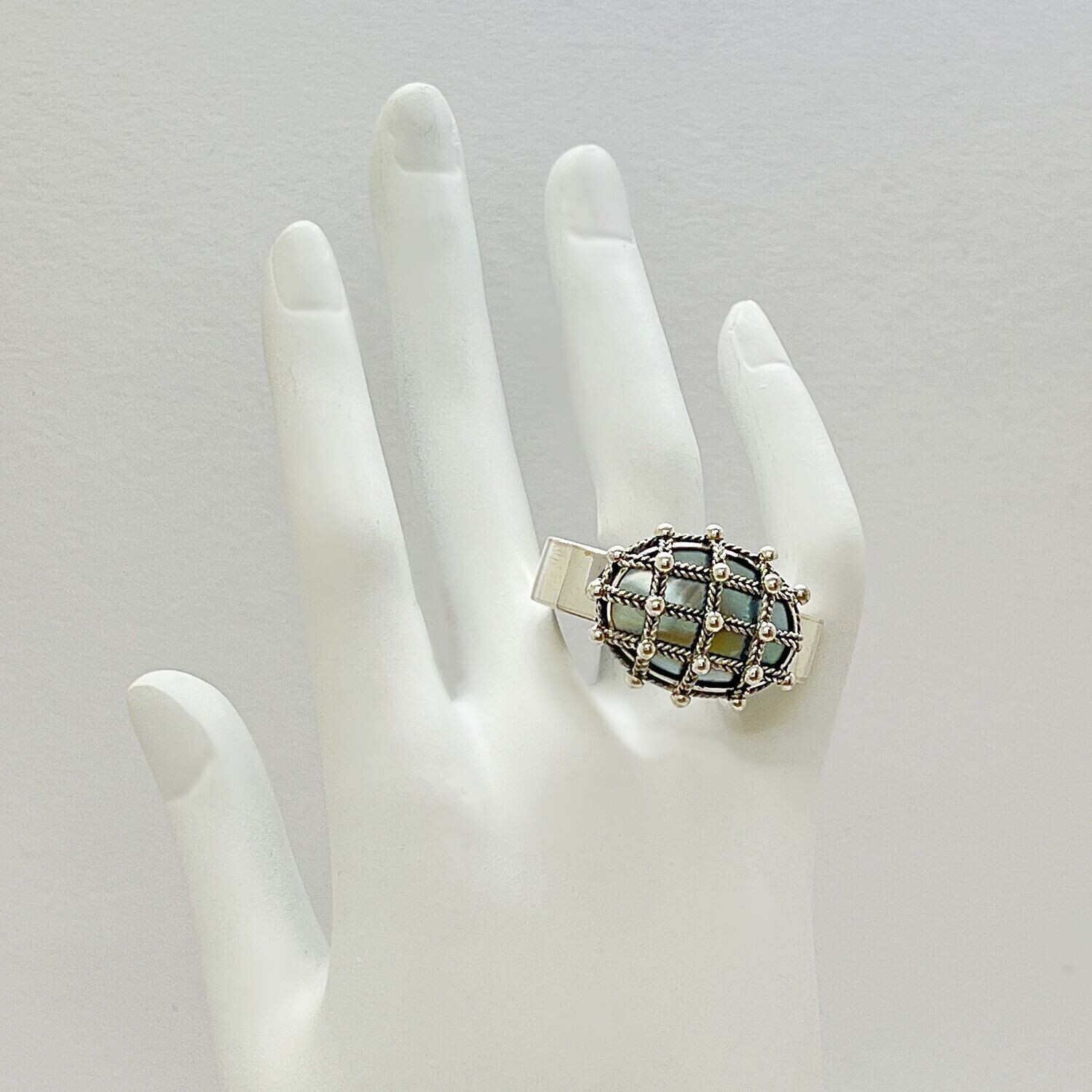 Ring Nautilus Muschel oval "fence" - 1,5 x 2 cm