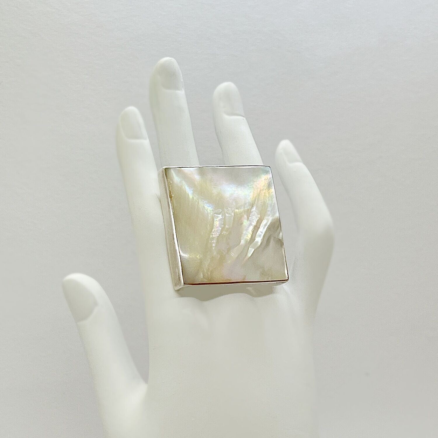 Ring Perlmutt quadratisch -  3,5 x 3,5 cm