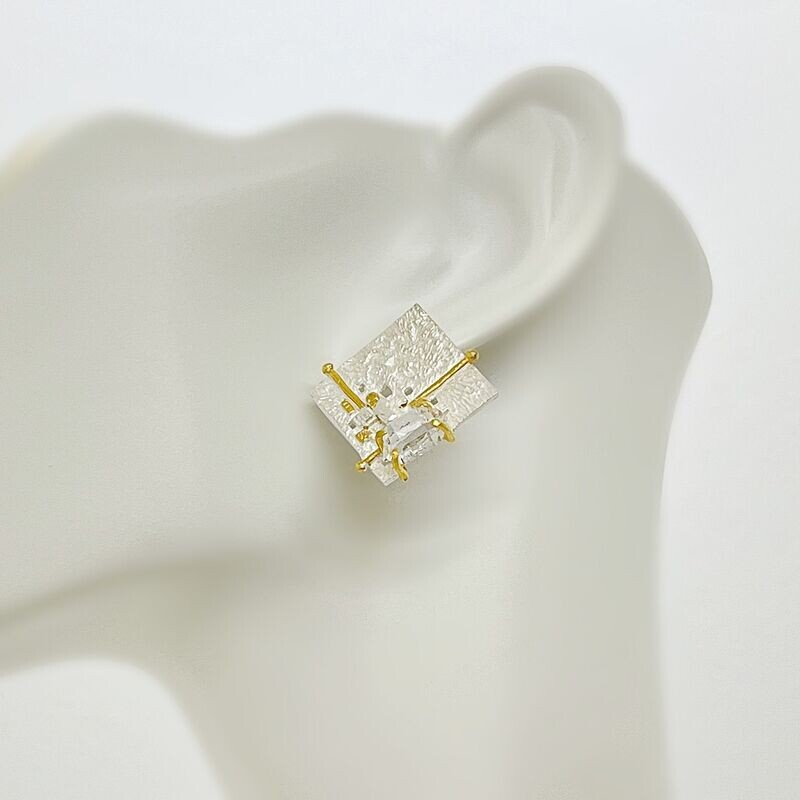 Ohrstecker Herkimer Diamant Ohrstecker Herkimer Diamant "square" - 2 x 2 cm