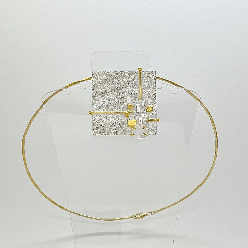 Anhänger+Brosche Herkimer Diamant Anhänger+Brosche Herkimer Diamant "square" - 4 x 4 cm