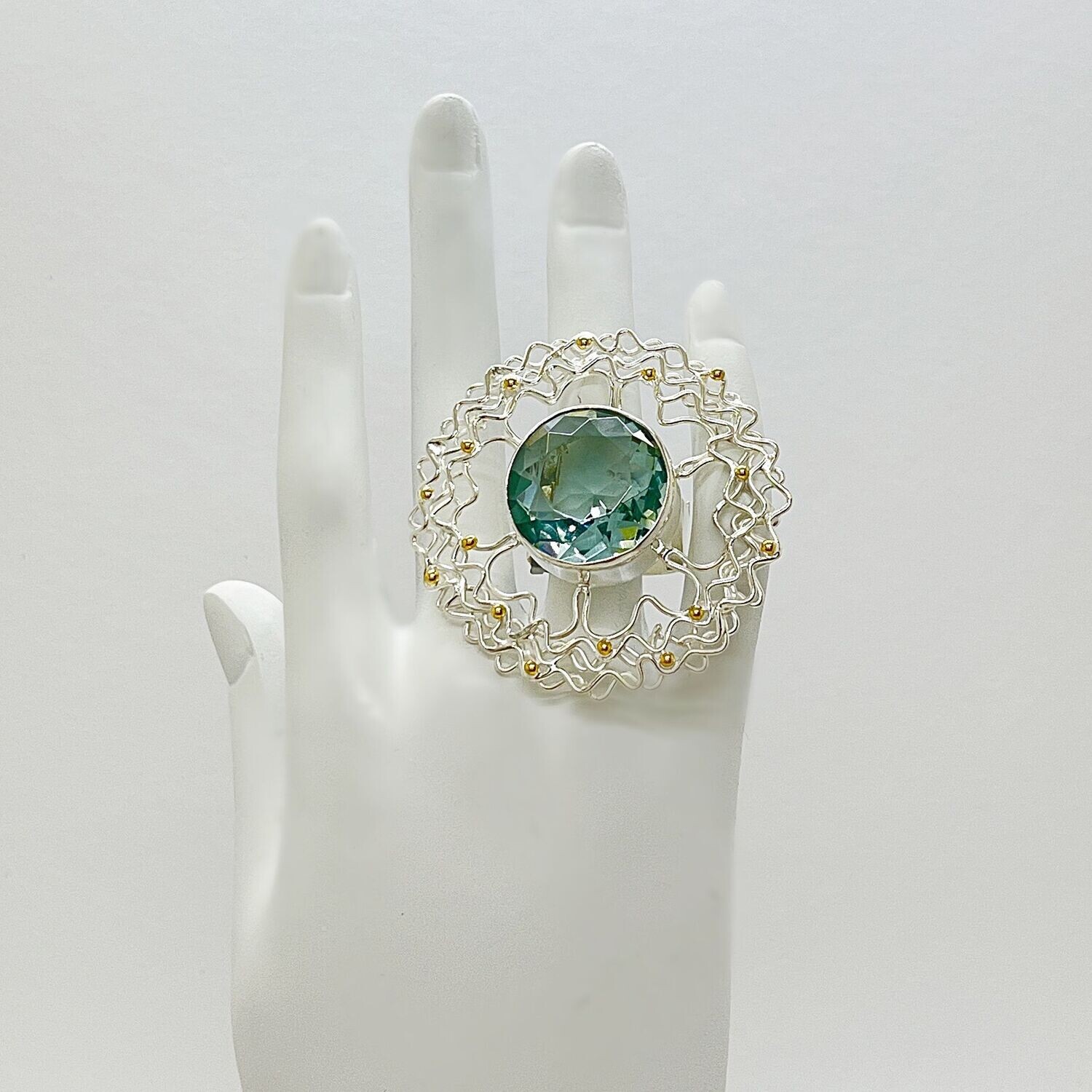 Unikat Ring Obsidian meerblau "artistic" - 2 cm