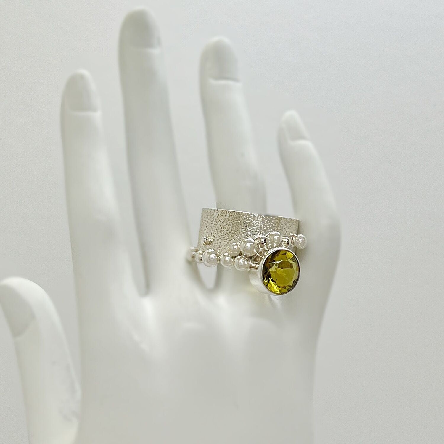Ring Obsidian goldbraun rund "bubble" - 
1 cm