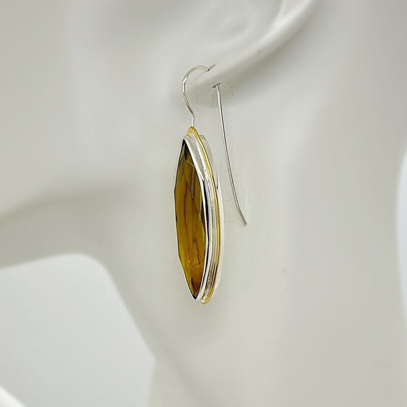 Ohrhänger Obsidian goldbraun navette Ohrhänger Obsidian goldbraun navette "golden line" - 1 x 4 cm