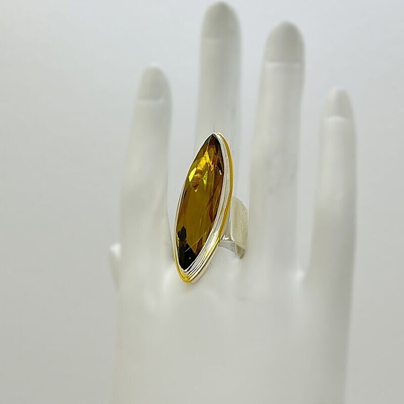 Ring Obsidian goldbraun navette Ring Obsidian goldbraun navette"golden line" - 1 x 4 cm