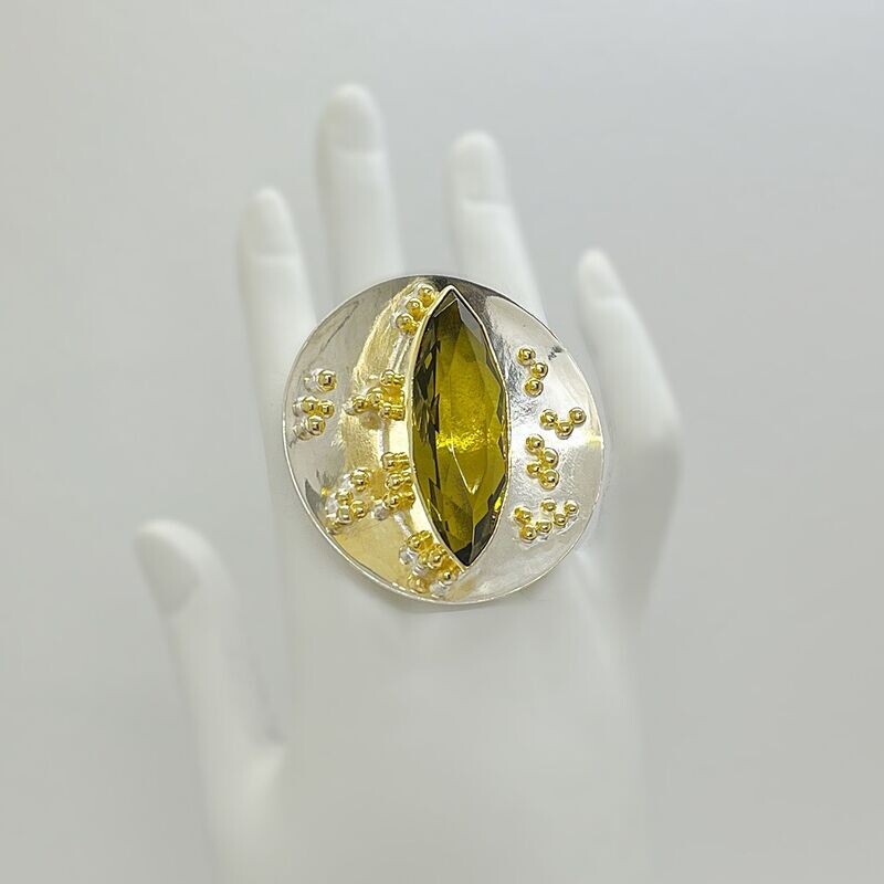 Ring Obsidian goldbraun Ring Obsidian goldbraun "pearl drops" - 1,5 x 4 cm