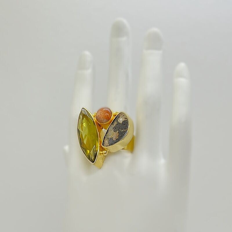 Unikat Ring Boulder opal/Obsidiangoldbraun/Sonnenstein Unikat Ring Boulder opal/Obsidiangoldbraun/Sonnenstein