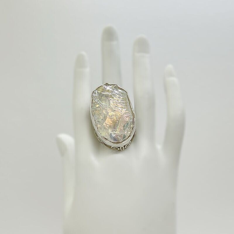 Ring Bergkristall Ring Bergkristall "Silberschnörkel" - 2 x 2,5 cm