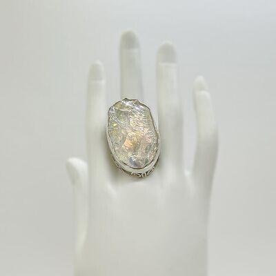 Ring Bergkristall "Silberschnörkel" - 2 x 2,5 cm