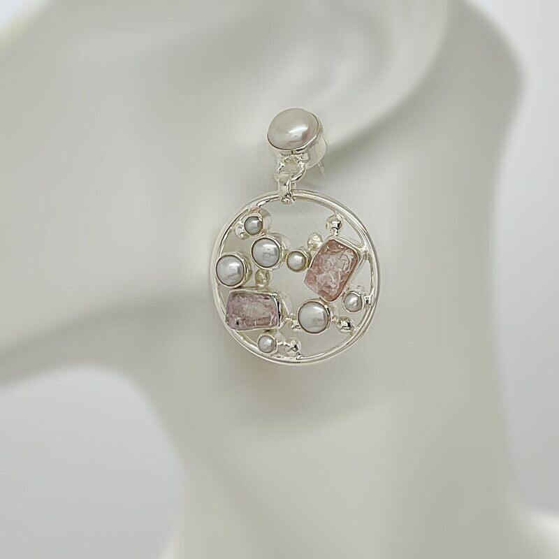 Ohrstecker Morganite / Zuchtperle - 3 cm Ohrstecker Morganite / Zuchtperle - 3 cm