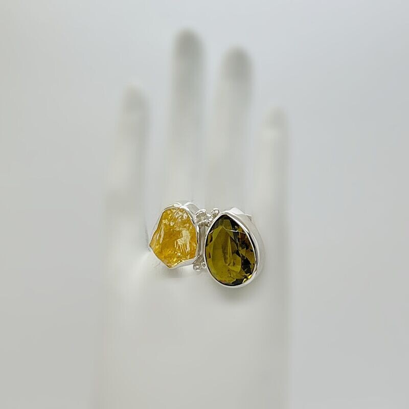 Ring Citrin / Obsidian goldbraun Ring Citrin / Obsidian goldbraun "autumn" - 1,5 x 2 cm