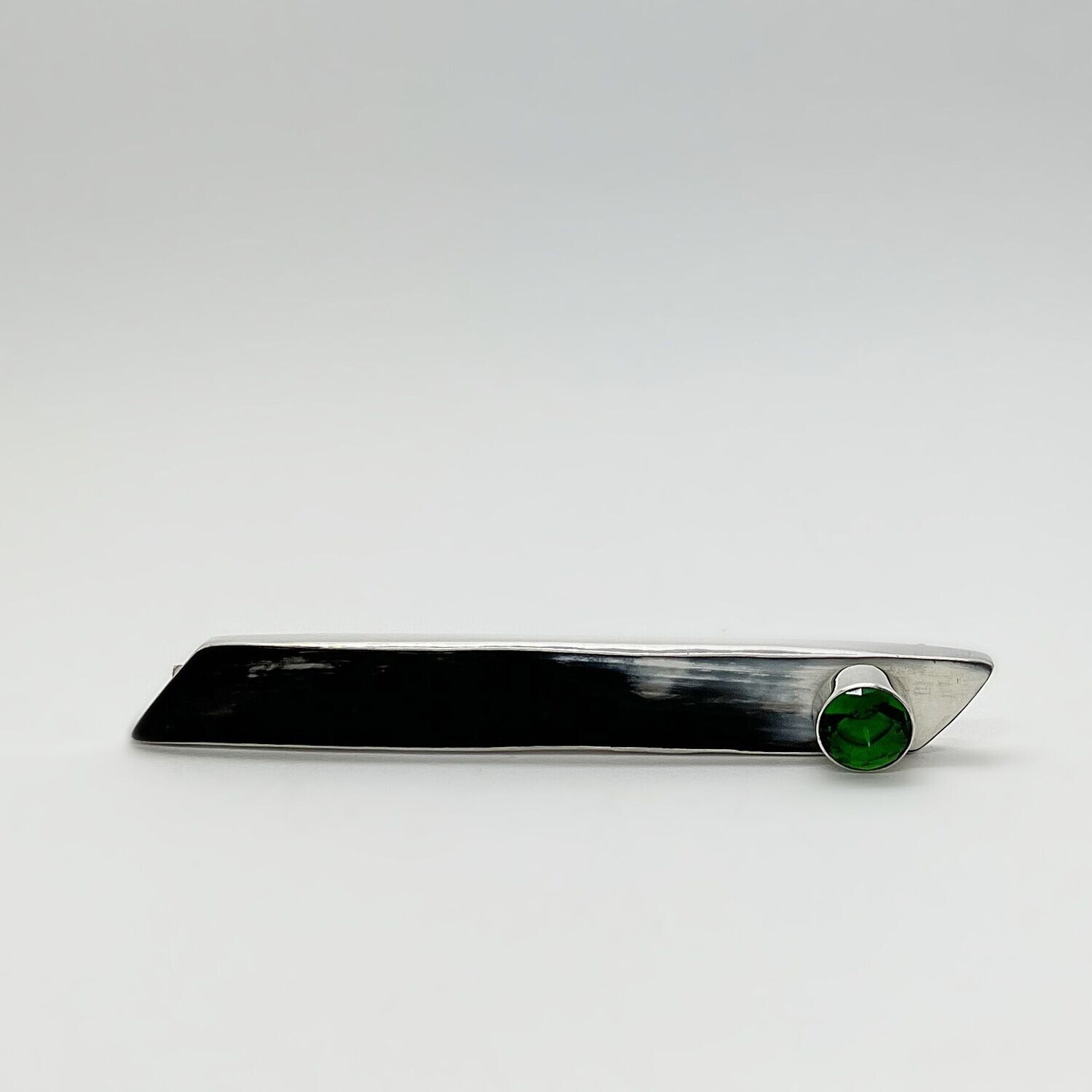 Brosche Horn/Obsidian smaragdgrün - 1,5 cm