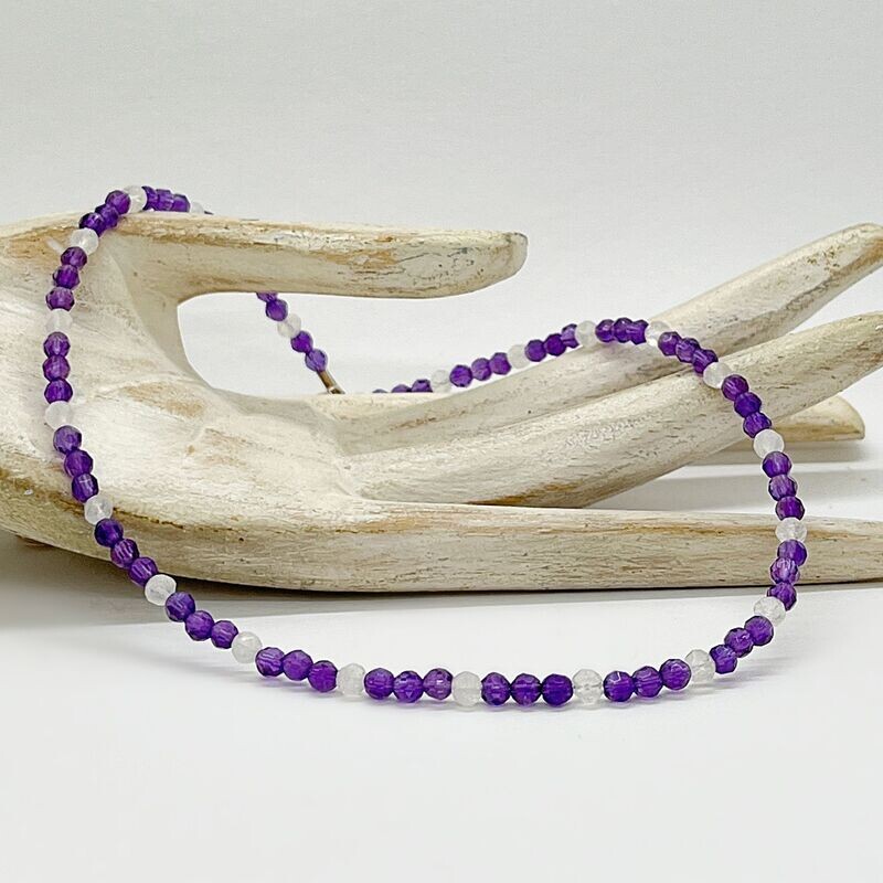Halskette Amethyst+Rosenquarz facettiert Halskette Amethyst+Rosenquarz facettiert