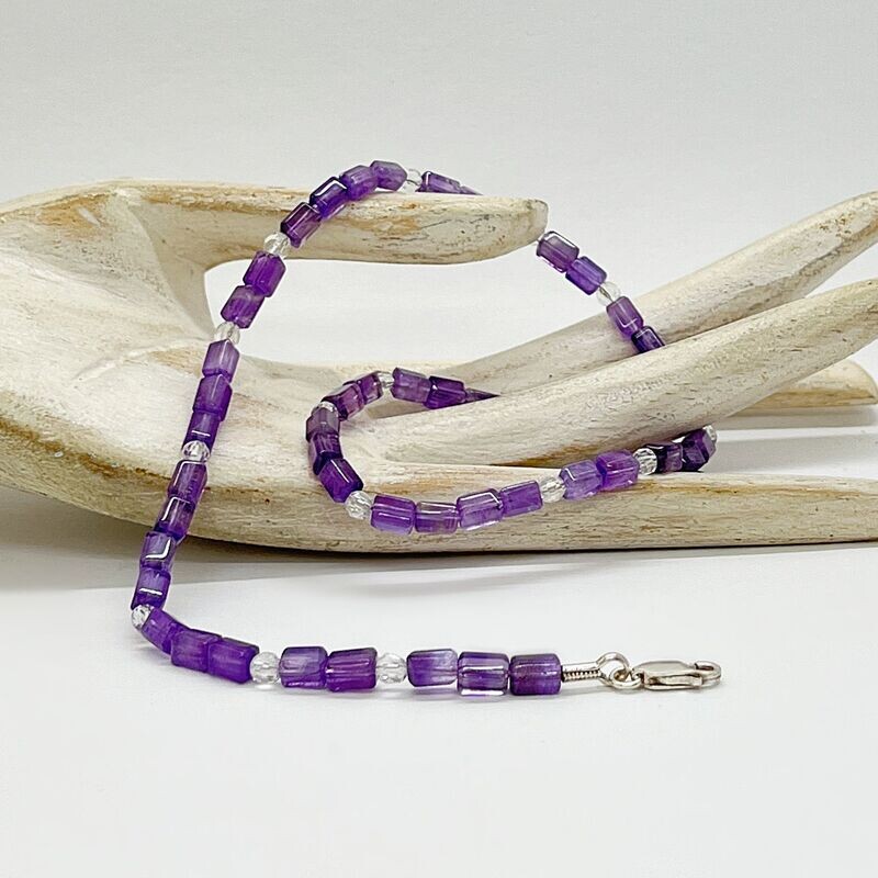 Halskette Amethyst+Bergkristall facettiert Halskette Amethyst+Bergkristall facettiert