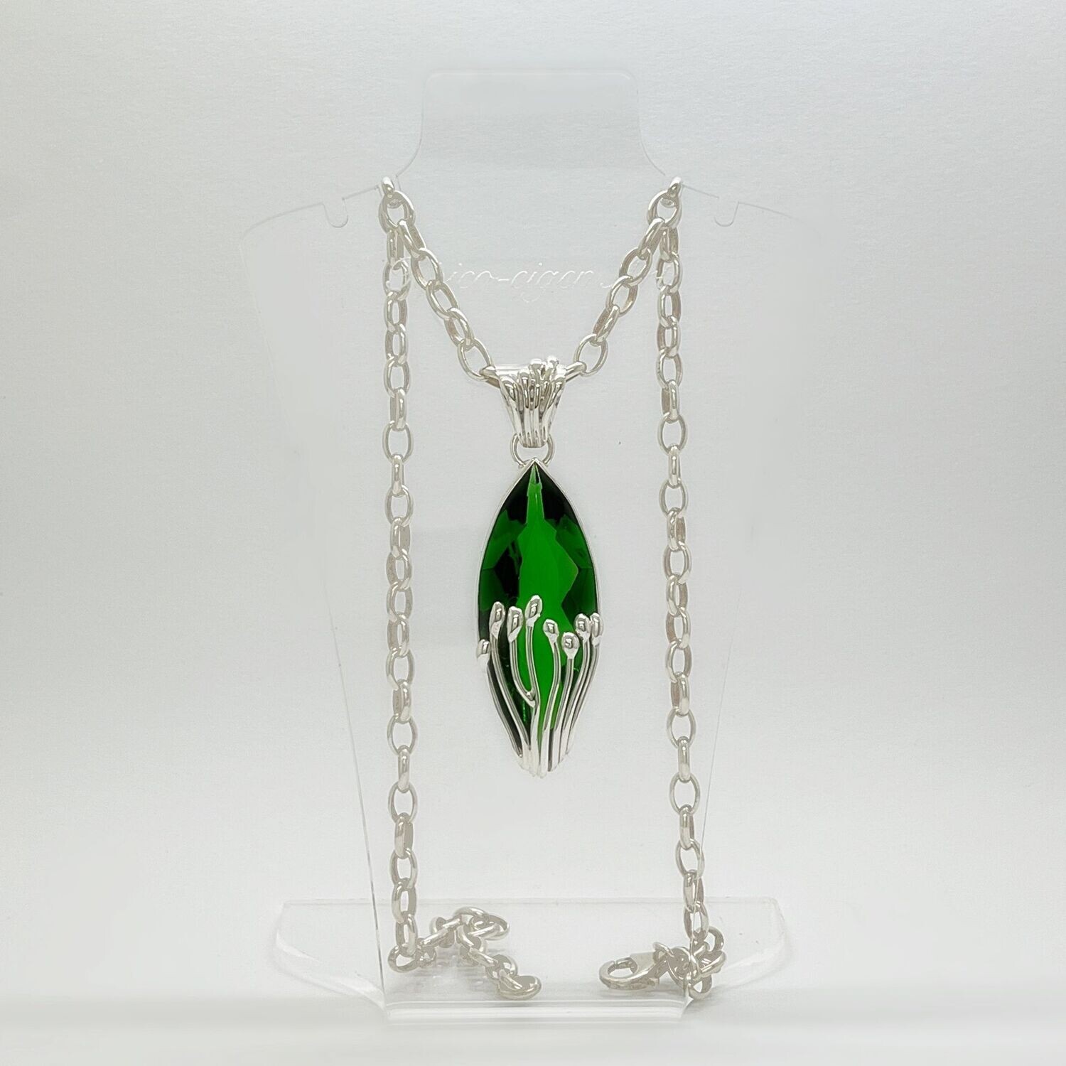 Anhänger Obsidian smaragdgrün "waterfall" - 2 x 5 cm
