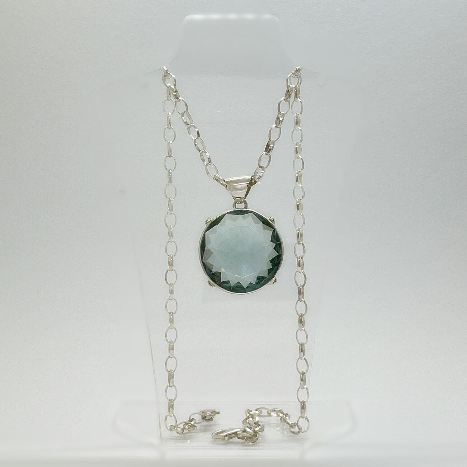 Anhänger Obsidian meerblau rund "cage" - 3 cm