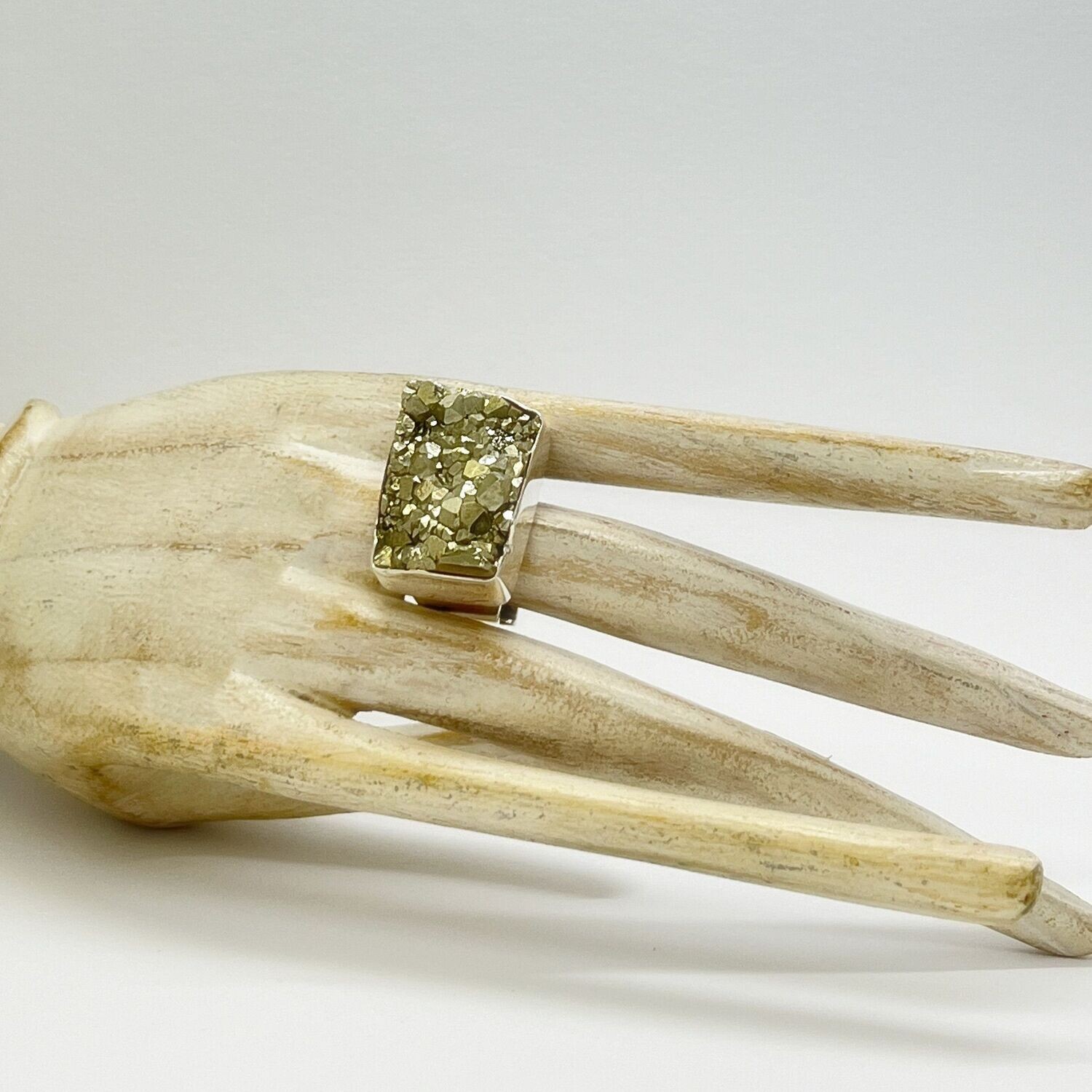 Ring Pyrit rechteckig - 2 x 3 cm