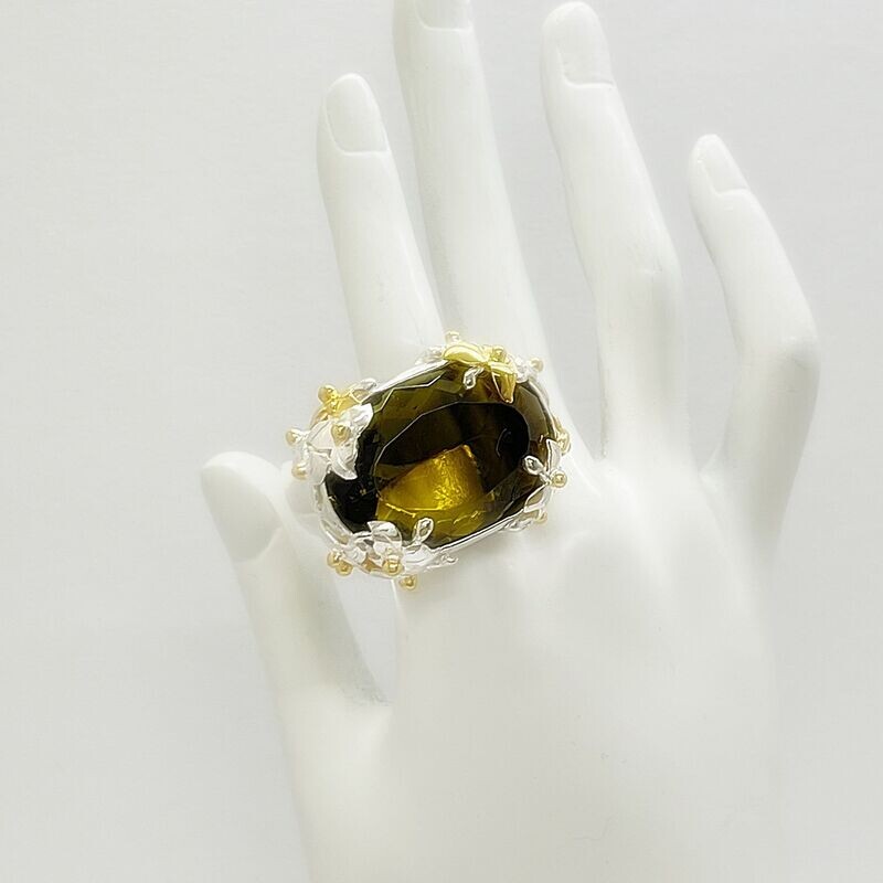Unikat Ring Obsidian goldbraun oval Unikat Ring Obsidian goldbraun oval "lovingly floral" - 2 x 3 cm
