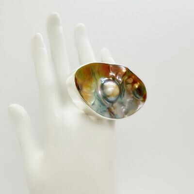 Ring Japanische Barockperle - 4 x 6 cm