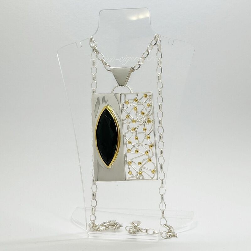 Anhänger Obsidian lichtschwarz navette Anhänger Obsidian lichtschwarz navette "side tangle" - 1,5 x 4 cm