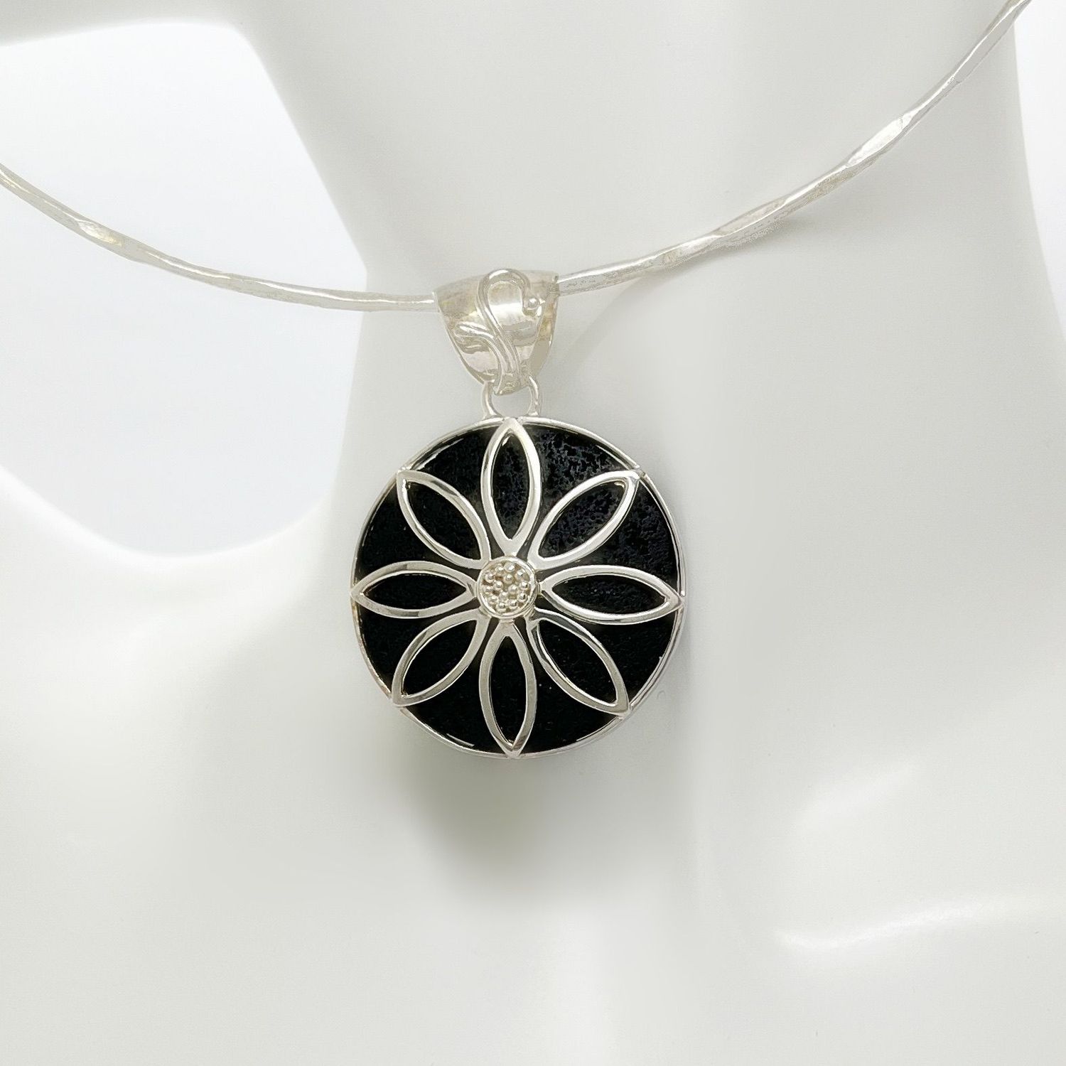 Anhänger Lava rund  "Sunflower" - 
3 cm