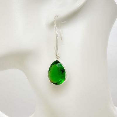 Ohrhänger Obsidian smaragdgrün tropfen (Designhaken) - 1,5 x 2 cm