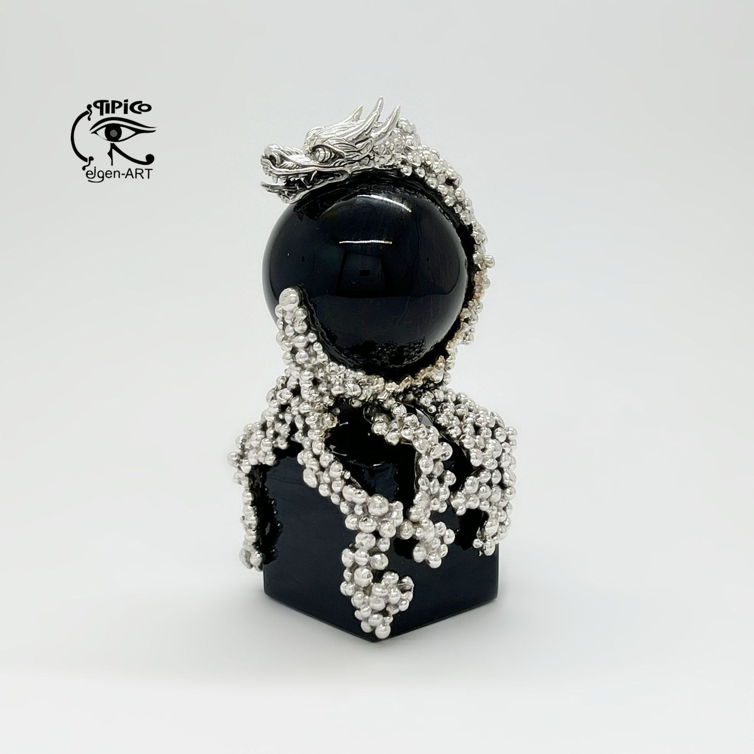 Unikat Obsidian Objekt "Dragon protection" - ca. 3,5 x 11 cm