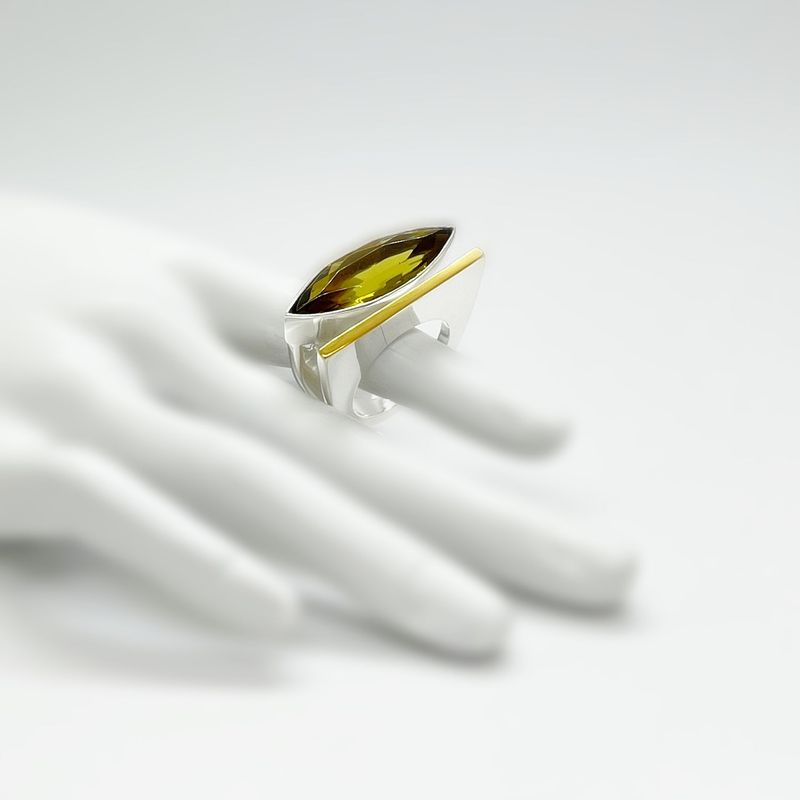 Ring Obsidian goldbraun navette Ring Obsidian goldbraun navette "double side gold" - 1 x 3 cm
