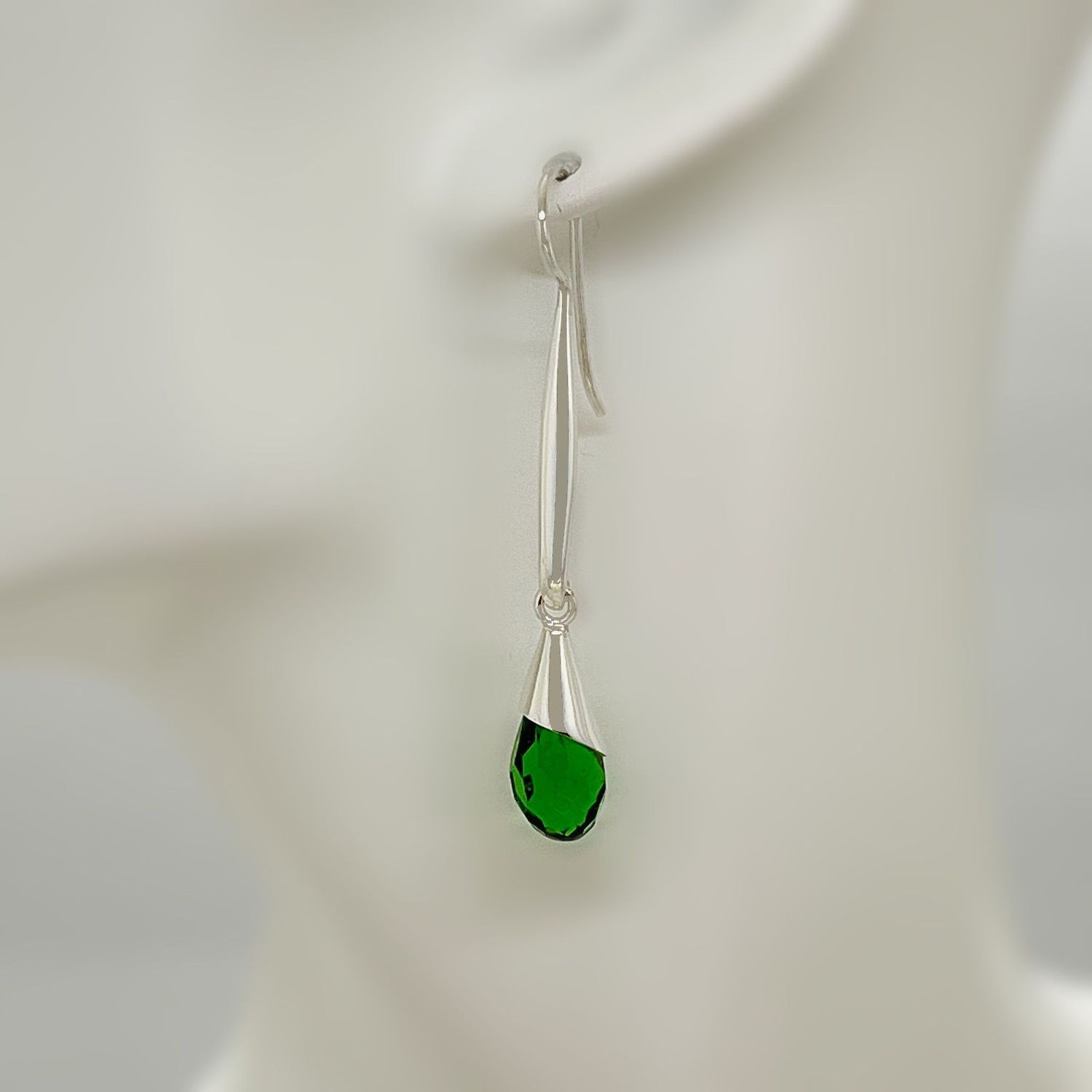 Ohrhänger Obsidian smaragdgrün tropfen (Designhaken) "drops"