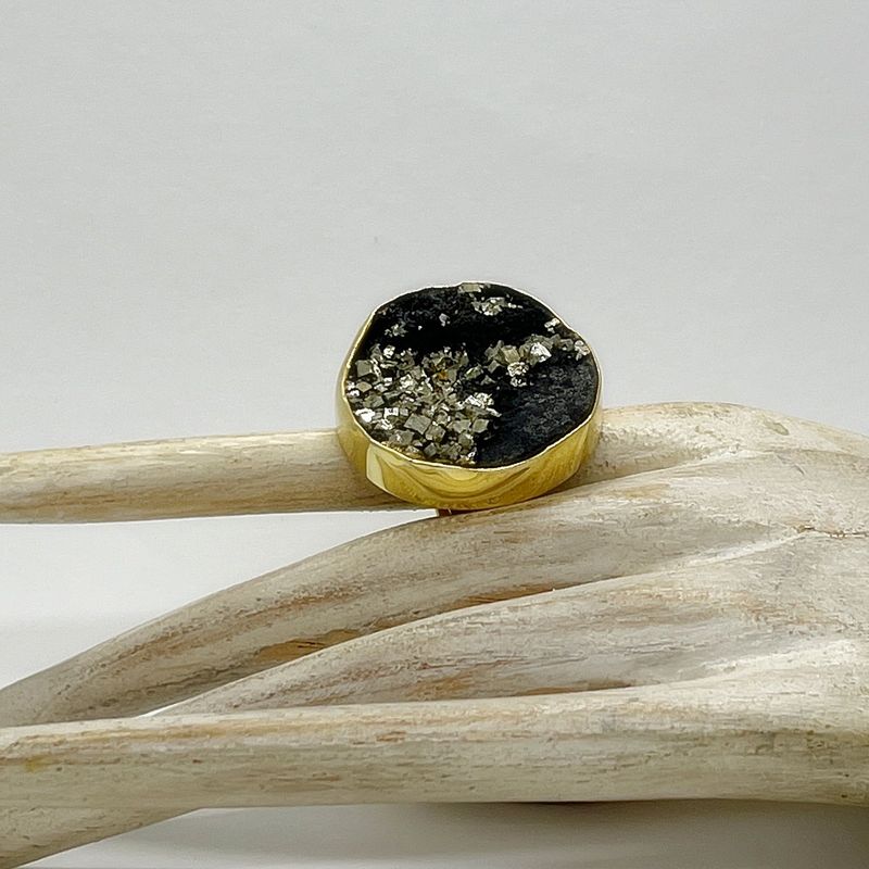 Ring Pyrit rund - 3 cm