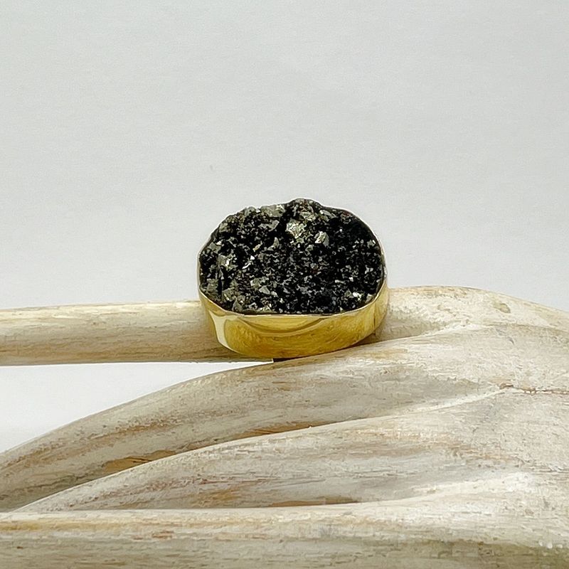 Ring Pyrit oval - 2,5 x 3 cm