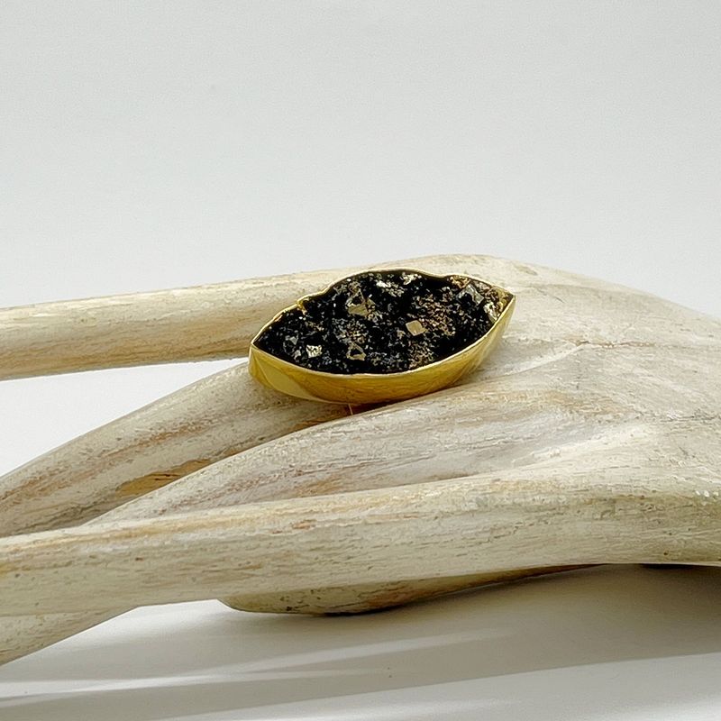 Ring Pyrit navette - 1,5 x 4 cm Ring Pyrit navette - 1,5 x 4 cm
