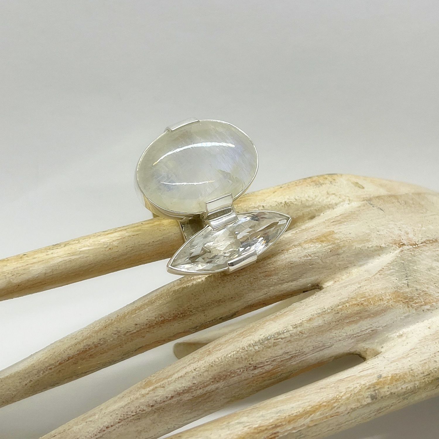 Ring R.Mondstein + Bergkristall "twin"