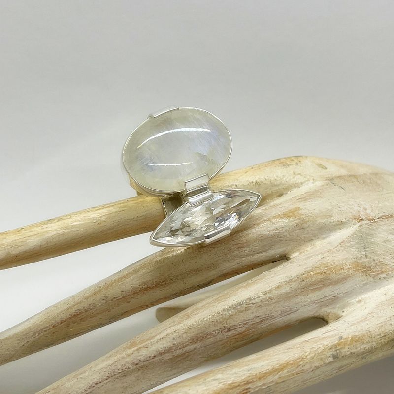 Ring R.Mondstein + Bergkristall Ring R.Mondstein + Bergkristall "twin"