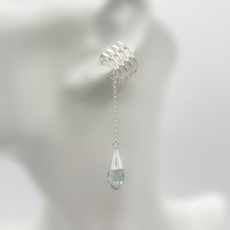 Ohrklemme Obsidian meerblau Ohrklemme Obsidian meerblau "modern rain drop"