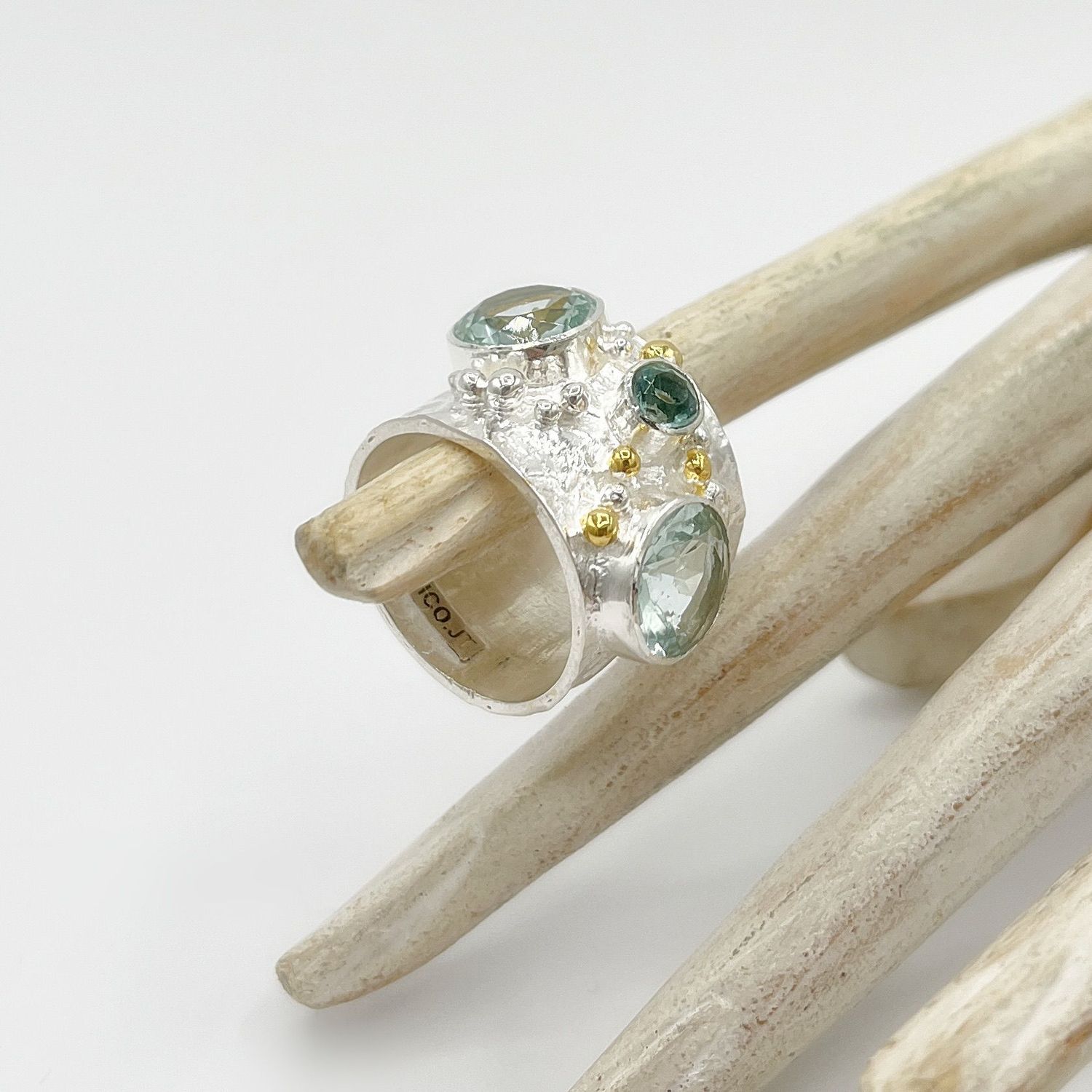 Ring Obsidian meerblau "triple mix"