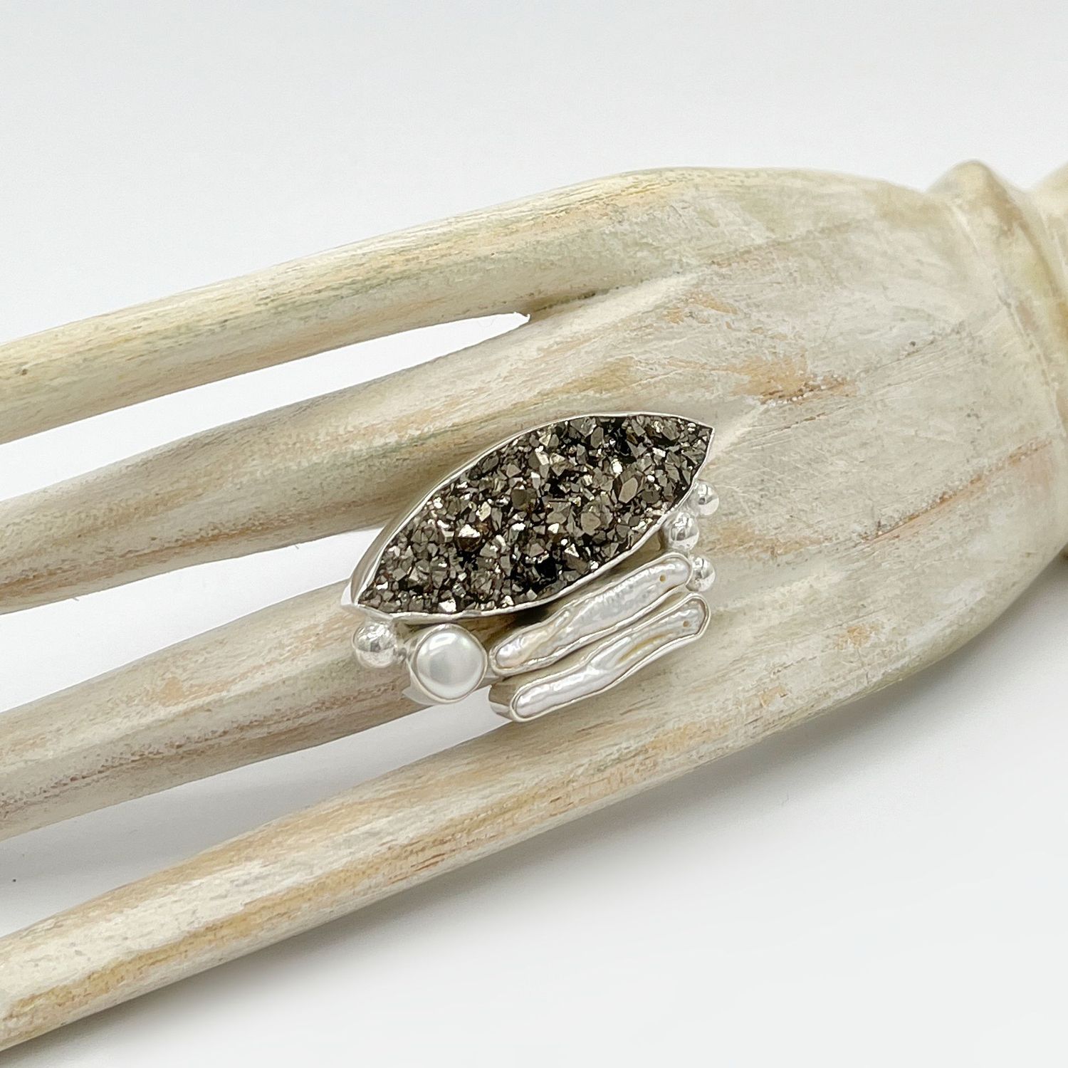 Ring Achat Druse + Blister + Zuchtperle