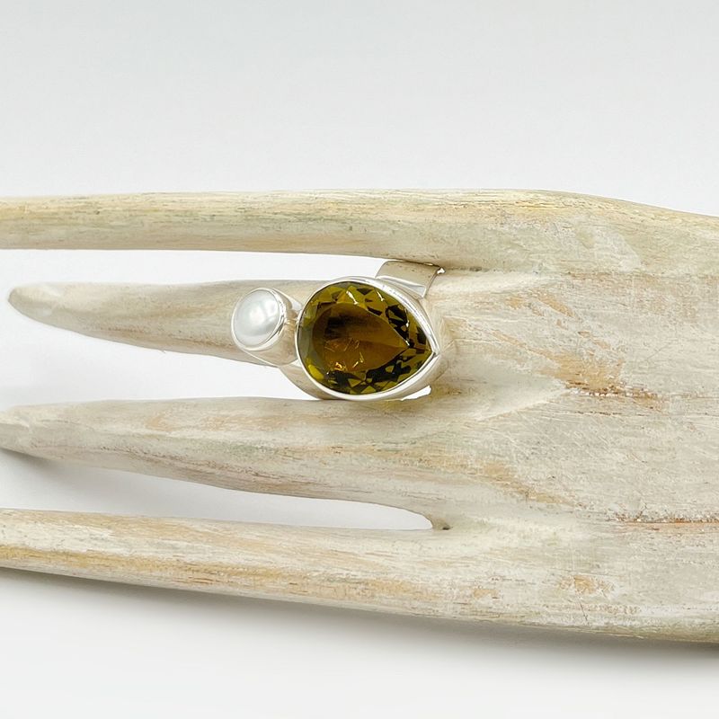 Ring Obsidian goldbraun + Zuchtperle Ring Obsidian goldbraun + Zuchtperle