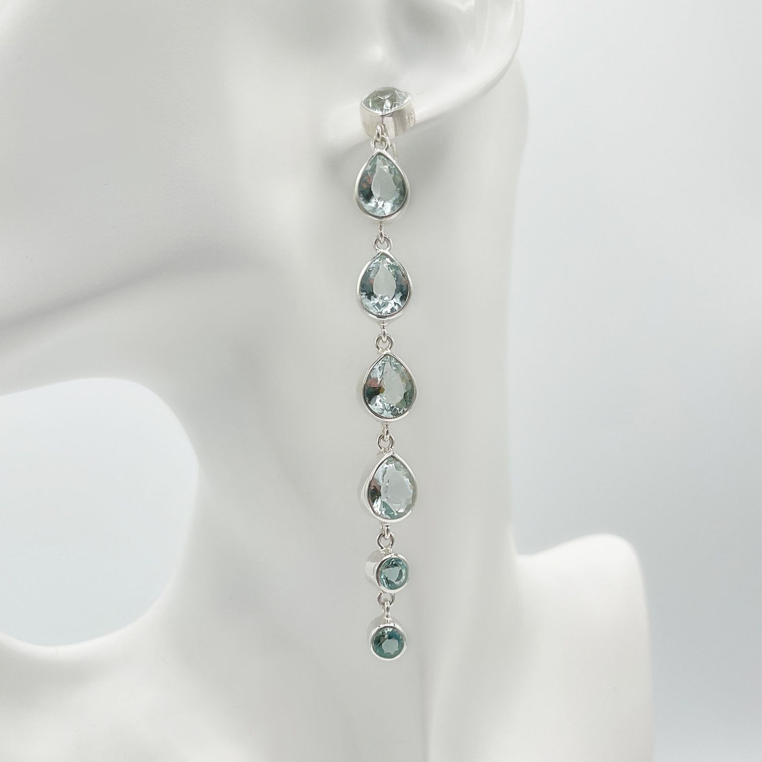 Ohrhstecker Obsidian meerblau "rain drops"