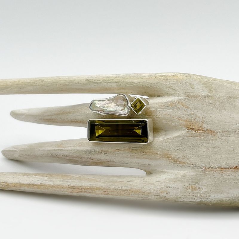 Ring Obsidian goldbraun + Blisterperle Ring Obsidian goldbraun + Blisterperle