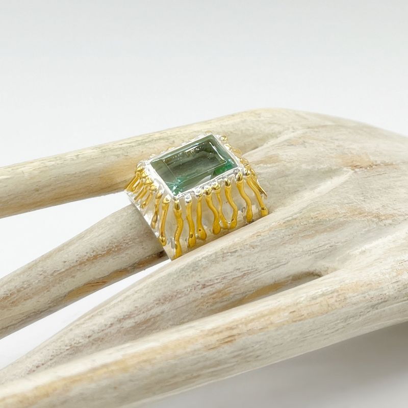 Ring Obsidian meerblau Ring Obsidian meerblau "golden fluß"