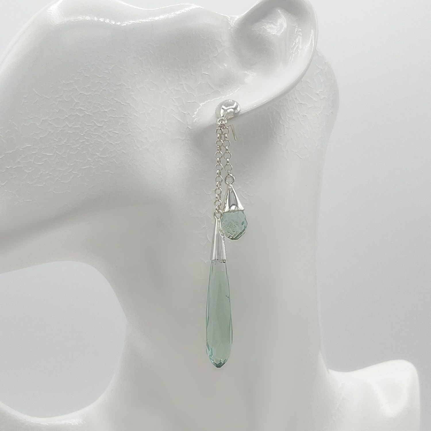 Ohrstecker Obsidian meerblau "double drop"
