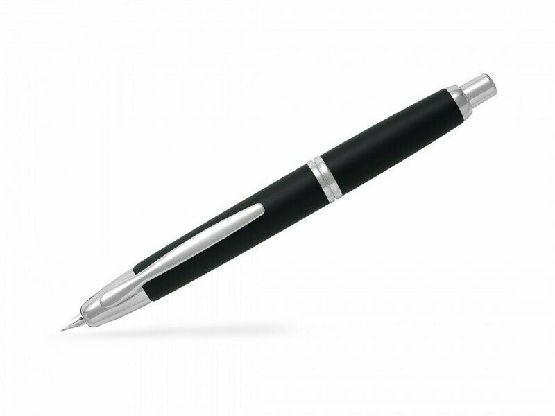 Stylo plume OR rétractable PILOT CAPLESS attributs Rhodié - Noir brillant - Plume Extra Fine - en Coffret Cadeau