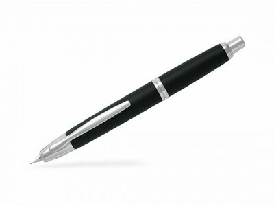 Stylo plume OR rétractable PILOT CAPLESS attributs Rhodié - Noir brillant - Plume Moyenne - en Coffret Cadeau