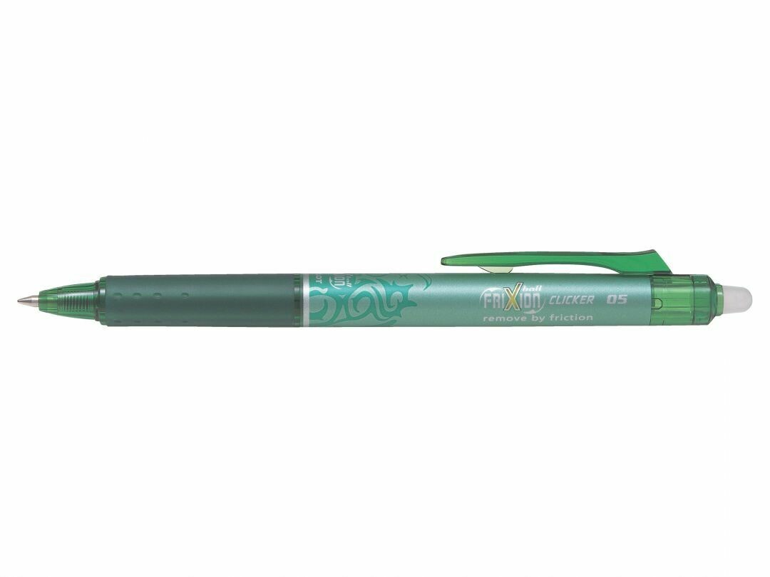Stylo roller rétractable PILOT FRIXION CLICKER 05 - pointe fine  - encre VERTE