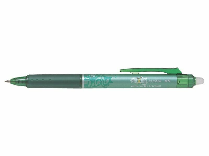 Stylo roller rétractable PILOT FRIXION CLICKER 05 - pointe fine  - encre VERTE