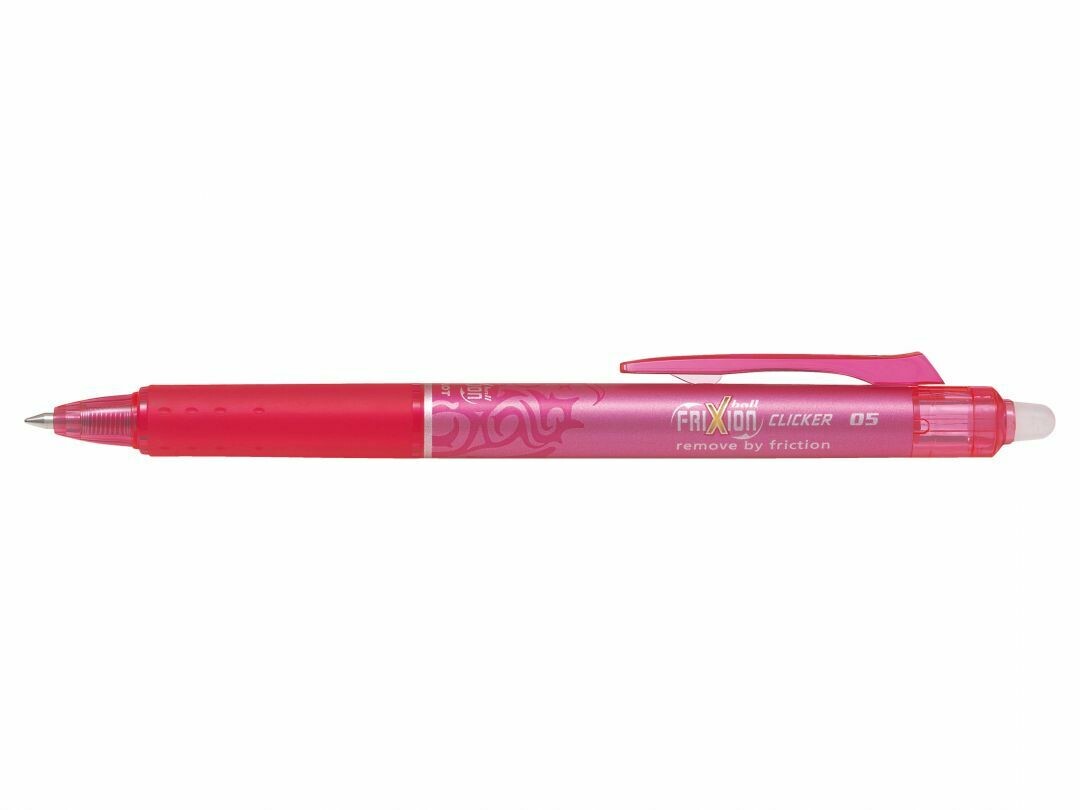 Stylo roller rétractable PILOT FRIXION CLICKER 05 - pointe fine  - encre ROSE