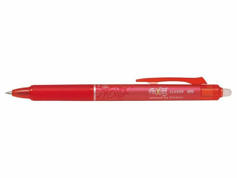 Stylo roller rétractable PILOT FRIXION CLICKER 05 - pointe fine  - encre ROUGE